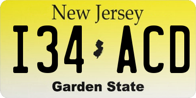 NJ license plate I34ACD