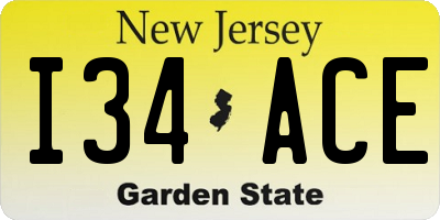 NJ license plate I34ACE