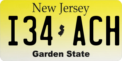 NJ license plate I34ACH