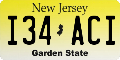 NJ license plate I34ACI