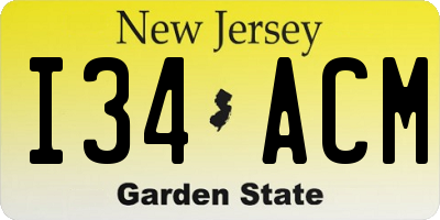 NJ license plate I34ACM