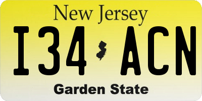 NJ license plate I34ACN