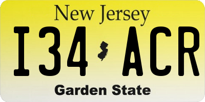 NJ license plate I34ACR