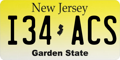 NJ license plate I34ACS