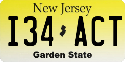 NJ license plate I34ACT