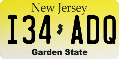NJ license plate I34ADQ