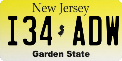NJ license plate I34ADW
