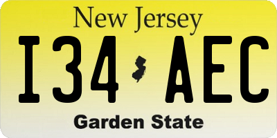 NJ license plate I34AEC