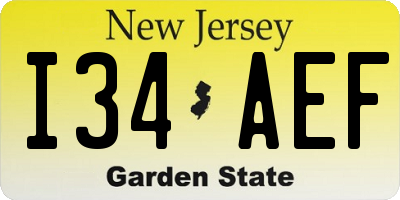 NJ license plate I34AEF