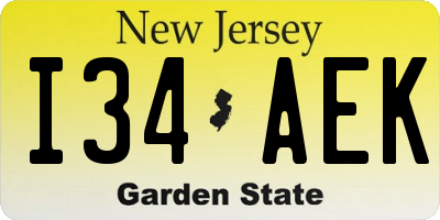 NJ license plate I34AEK