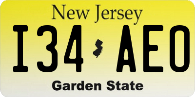 NJ license plate I34AEO