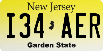 NJ license plate I34AER