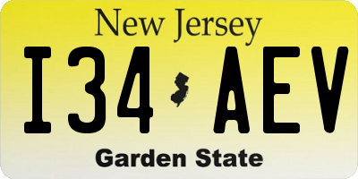 NJ license plate I34AEV
