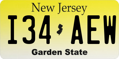 NJ license plate I34AEW