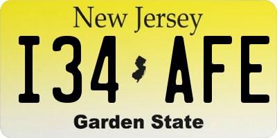 NJ license plate I34AFE