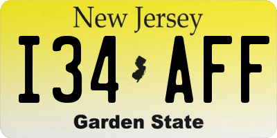 NJ license plate I34AFF