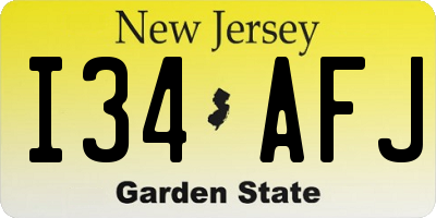 NJ license plate I34AFJ