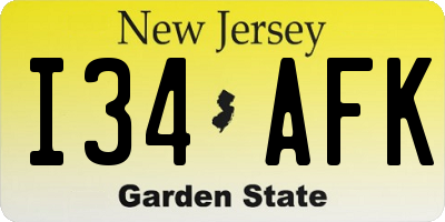 NJ license plate I34AFK