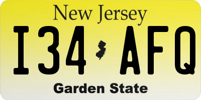 NJ license plate I34AFQ
