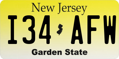 NJ license plate I34AFW