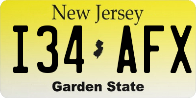 NJ license plate I34AFX
