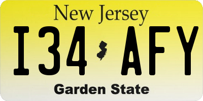 NJ license plate I34AFY