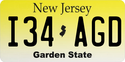 NJ license plate I34AGD