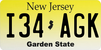 NJ license plate I34AGK