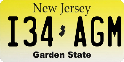 NJ license plate I34AGM