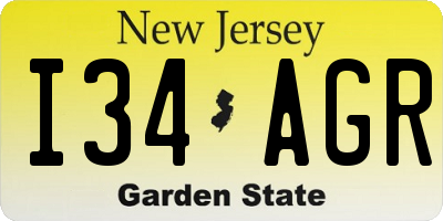 NJ license plate I34AGR