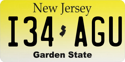 NJ license plate I34AGU
