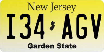 NJ license plate I34AGV