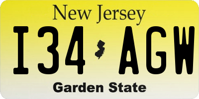 NJ license plate I34AGW