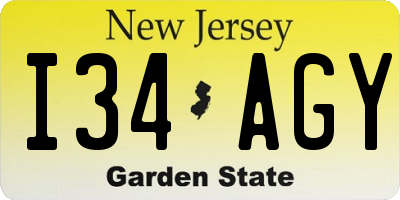 NJ license plate I34AGY