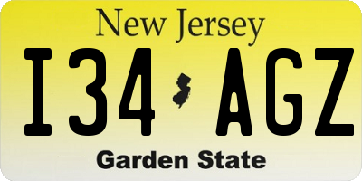 NJ license plate I34AGZ