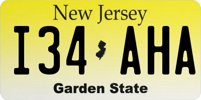 NJ license plate I34AHA