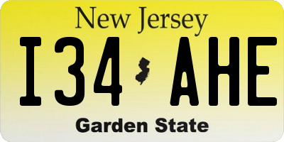 NJ license plate I34AHE