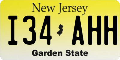 NJ license plate I34AHH
