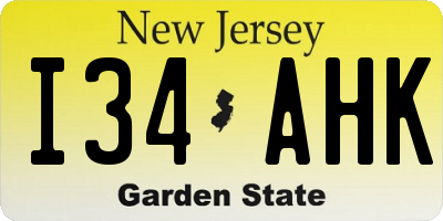 NJ license plate I34AHK