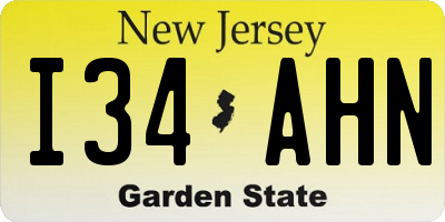 NJ license plate I34AHN