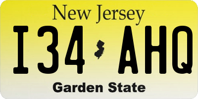 NJ license plate I34AHQ