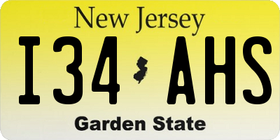 NJ license plate I34AHS