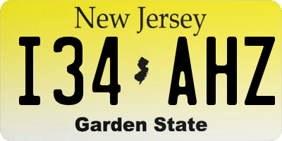 NJ license plate I34AHZ