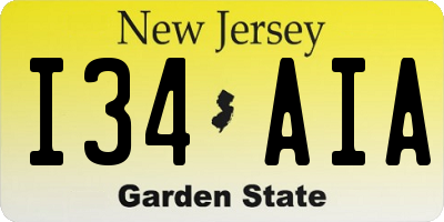 NJ license plate I34AIA
