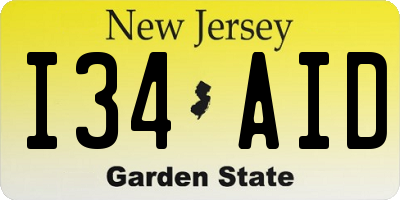 NJ license plate I34AID