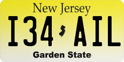 NJ license plate I34AIL