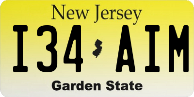 NJ license plate I34AIM