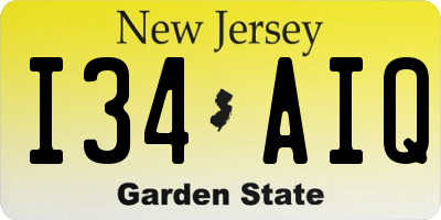 NJ license plate I34AIQ