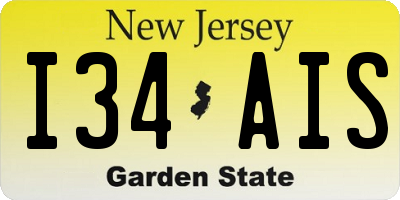 NJ license plate I34AIS