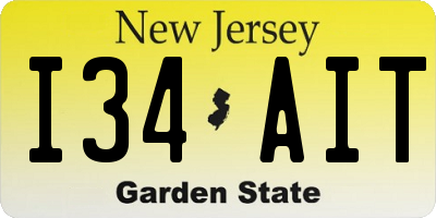 NJ license plate I34AIT
